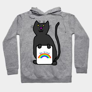 Cute Cat says Be Kind with Rainbow Hoodie